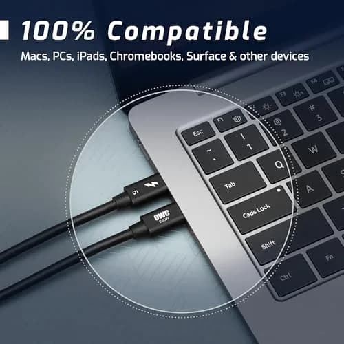 OWC Thunderbolt 4 USB-C Cable 1.0m (39in) | 40Gb/s Data, 240W PD, 8K Video thumbnail 3