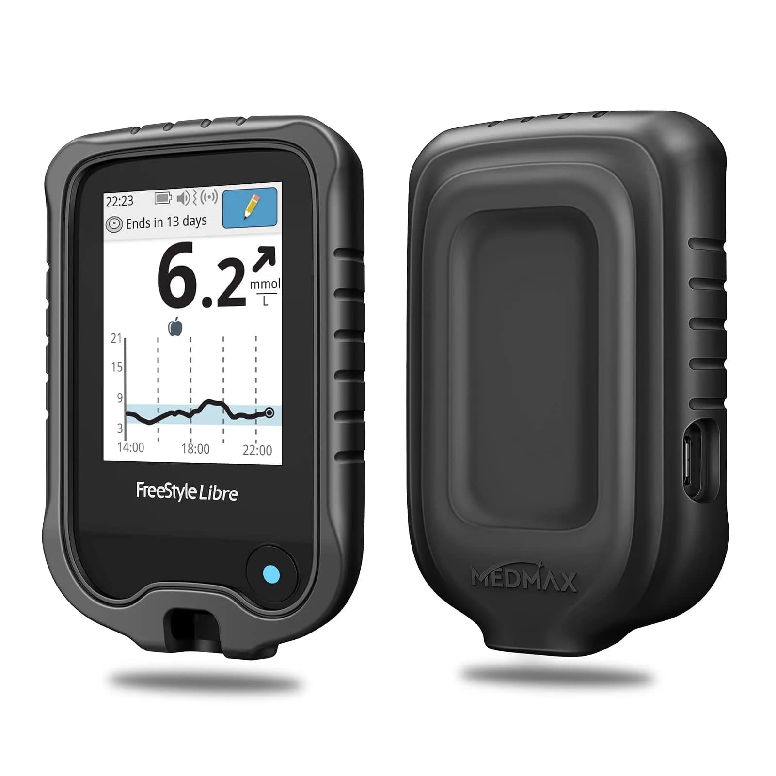 MEDMAX Silicone Case for Freestyle Libre 3 2 Reader | Black Protective Cover with Anti-Slip Grip - main product image
