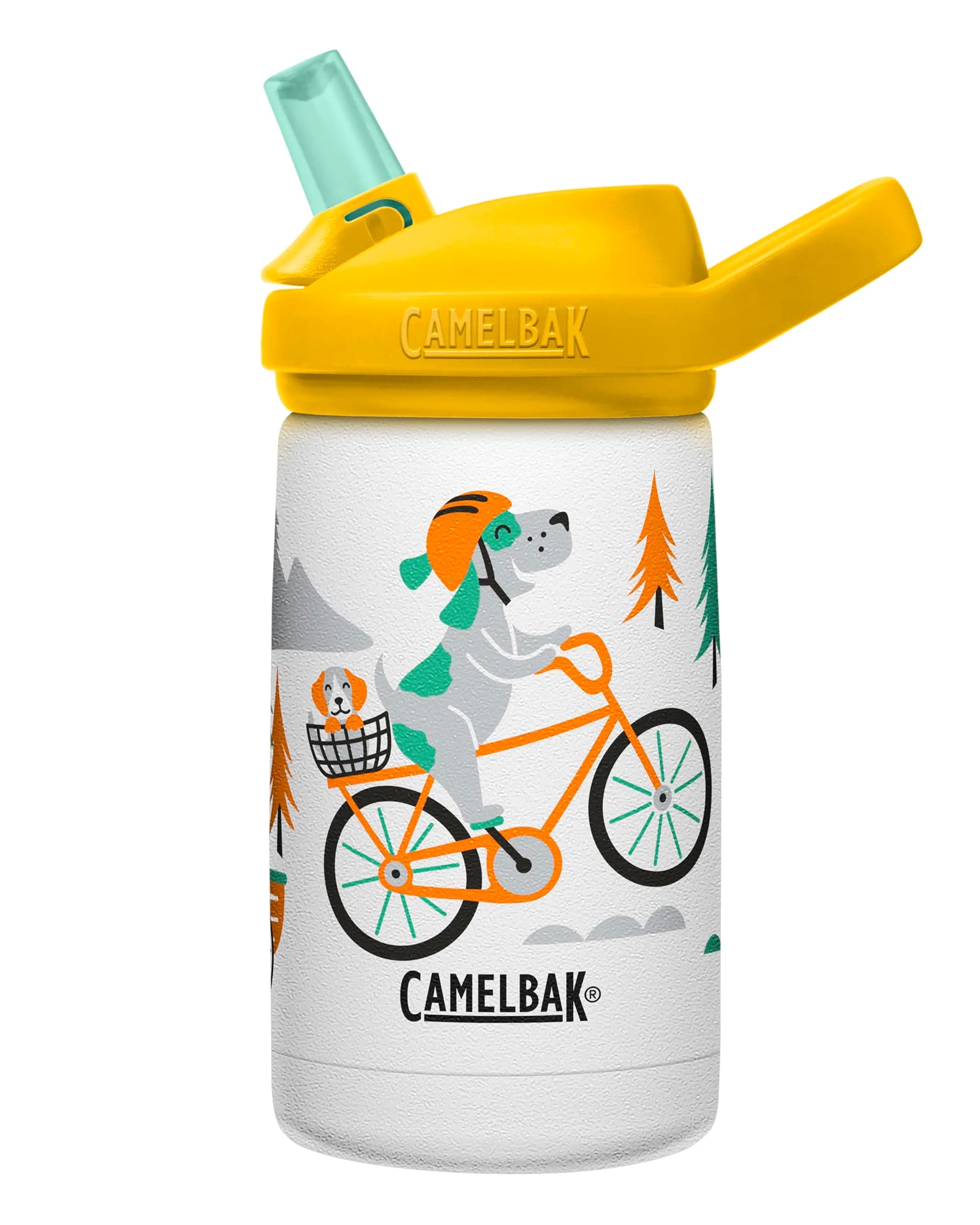 CamelBak Eddy+ Kids Stainless Steel Water Bottle 12oz (355ml) | Biking Dogs Pattern - main product image