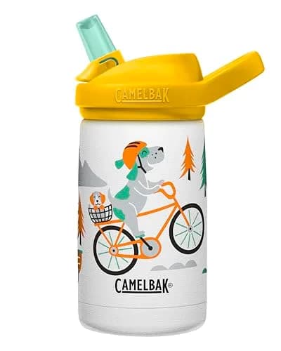 CamelBak Eddy+ Kids Stainless Steel Water Bottle 12oz (355ml) | Biking Dogs Pattern thumbnail 1