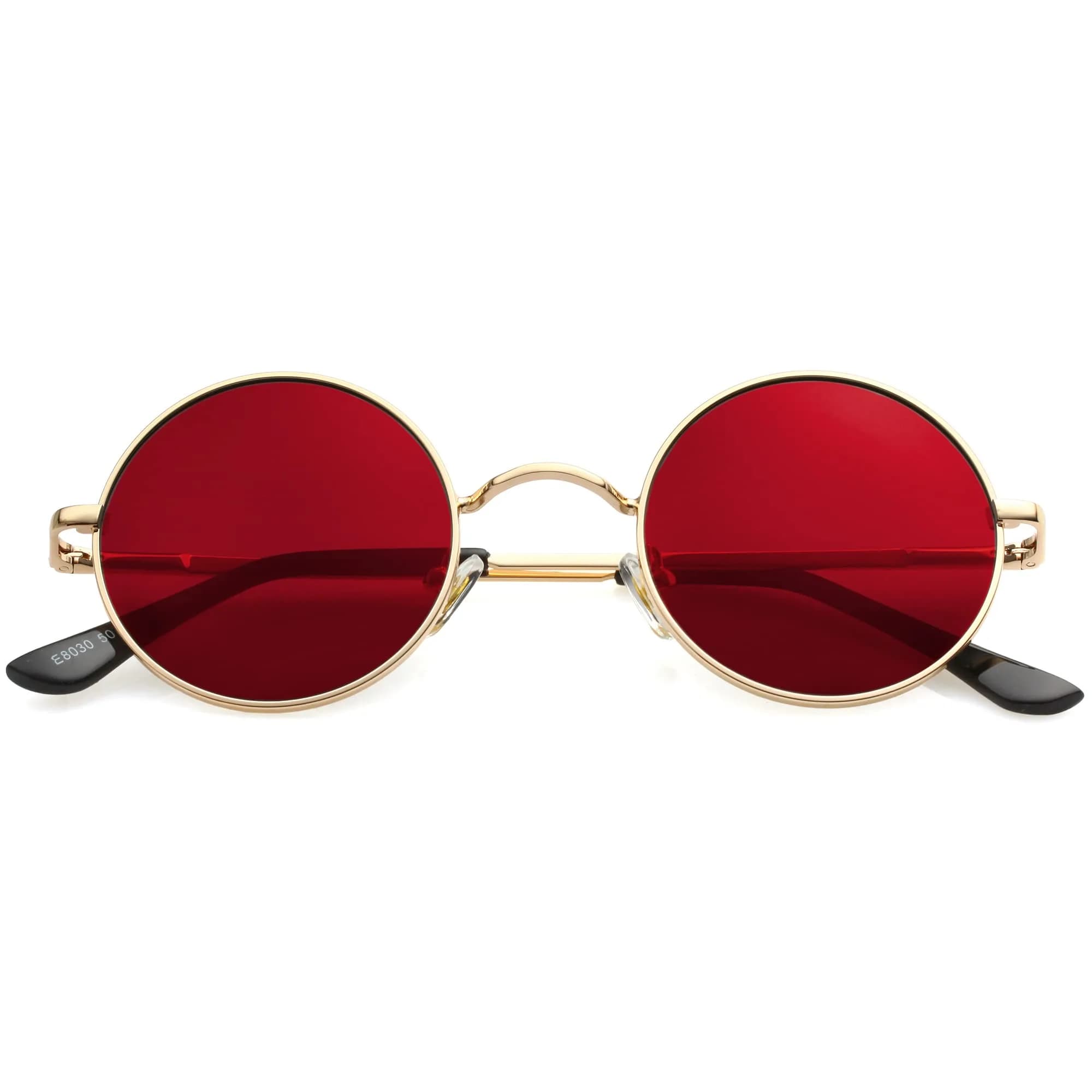 Kursan Small Round Polarized Sunglasses for Women Men | UV400 Protection, Lightweight, Retro Style — A1 Gold/Clear Red