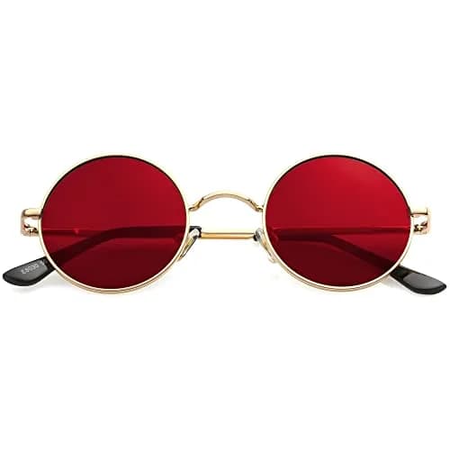Kursan Small Round Polarized Sunglasses 45MM Gold/Clear Red | UV400 & Lightweight Comfort thumbnail 1