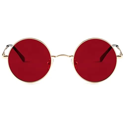 Kursan Small Round Polarized Sunglasses 45MM Gold/Clear Red | UV400 & Lightweight Comfort thumbnail 4