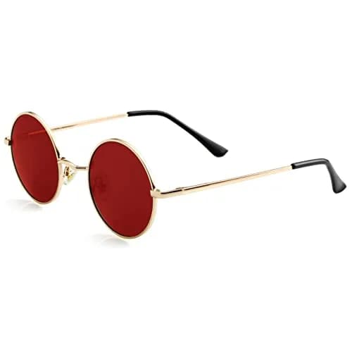 Kursan Small Round Polarized Sunglasses 45MM Gold/Clear Red | UV400 & Lightweight Comfort thumbnail 3