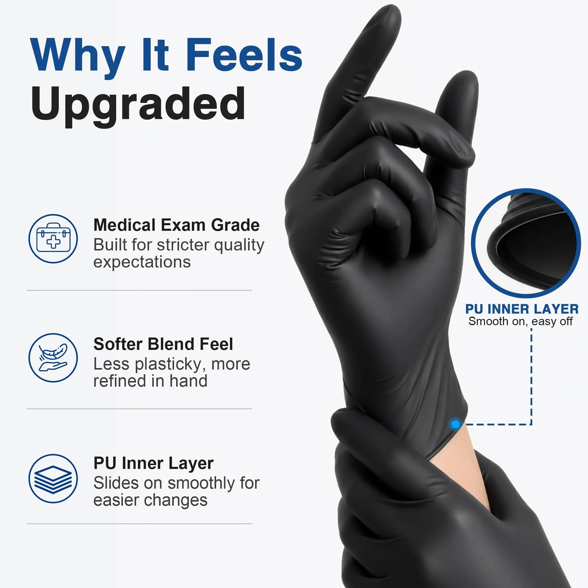 Schneider Small Black Vinyl Exam Gloves (100-ct Box) | Medical Grade Barrier Protection - view 5