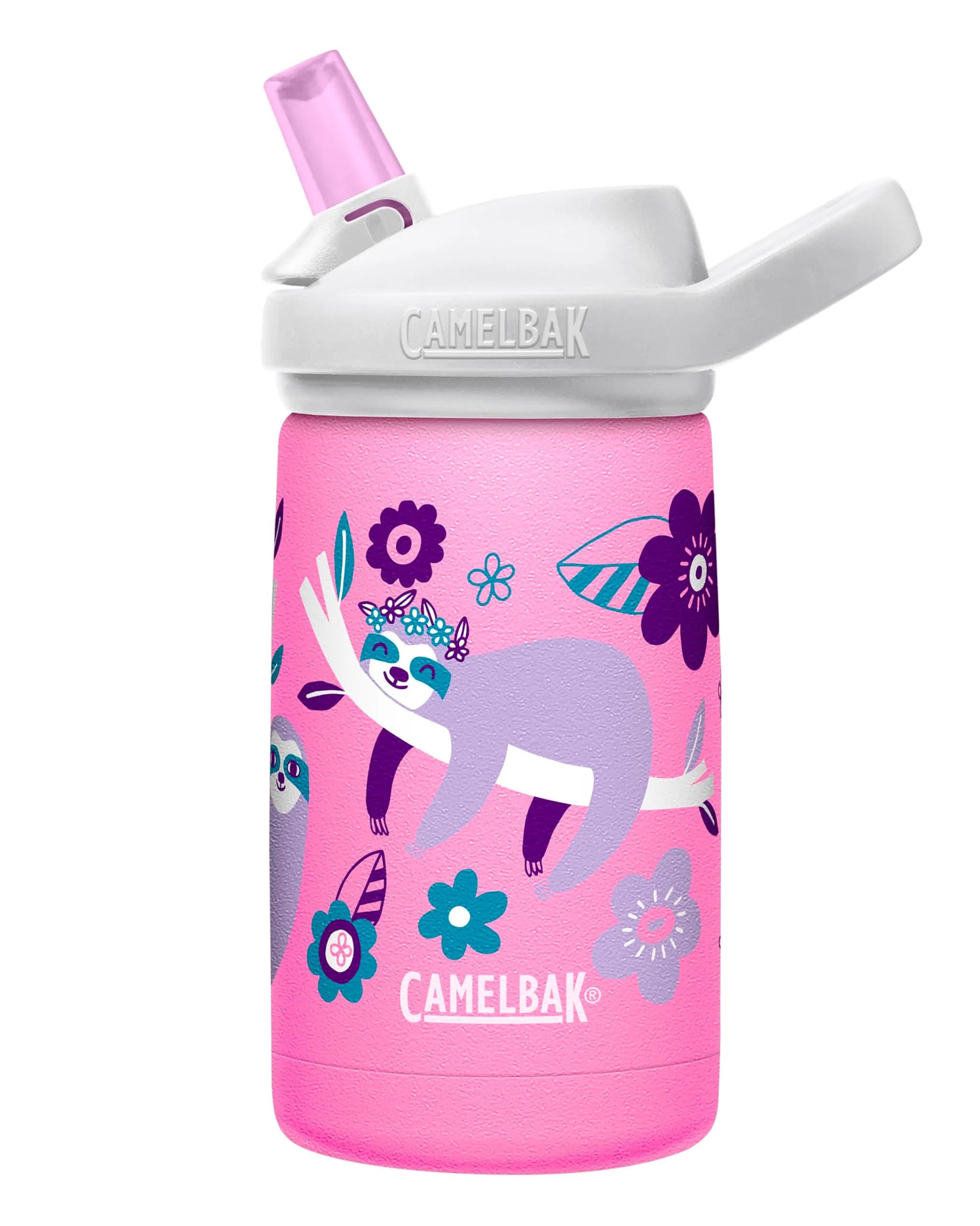CamelBak Eddy+ Kids Stainless Steel Water Bottle 12oz (350ml) | Bite Valve Straw System, Insulated, Spill-Resistant — Flowerchild Sloth