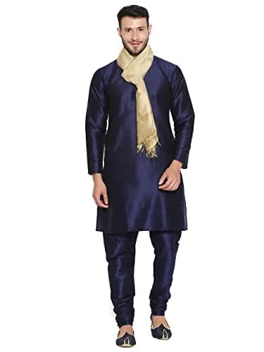 DUPATTA BAZAAR Men's Blended Silk Gold Dupatta 240 cm (2.4 m) | Handloom Weave for Ethnic Indian Collection thumbnail 4