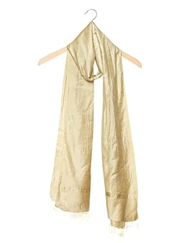 DUPATTA BAZAAR Men's Blended Silk Gold Dupatta 240 cm (2.4 m) | Handloom Weave for Ethnic Indian Collection thumbnail 2