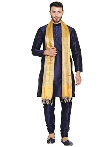 DUPATTA BAZAAR Men's Two Toned Gold Silk Dupatta | Elegant Ethnic Accessory for Men thumbnail 3