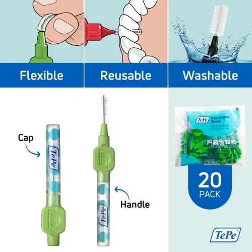 TePe Interdental Brushes Original Size 5 (0.8mm) | 20 Green Brushes | Dentist-Recommended for Healthy Gums thumbnail 5