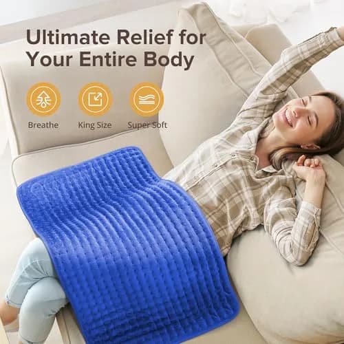 Siinsay 33" x 17" Extra Large Heat Pad for Back Shoulders | 6 Heat Levels, Fast Heating, Soft Micro Plush, Auto Shut-Off thumbnail 5