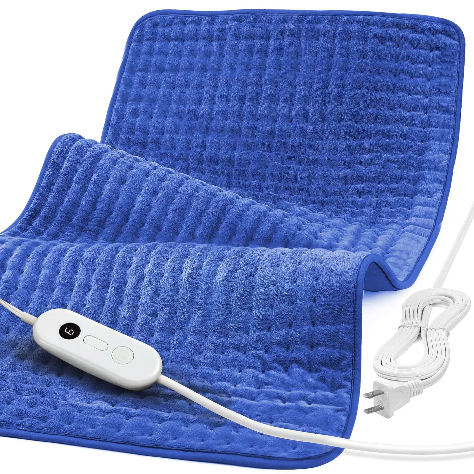 Siinsay 33" x 17" Extra Large Heat Pad for Back Shoulders | 6 Heat Levels, Fast Heating, Soft Micro Plush, Auto Shut-Off — Blue