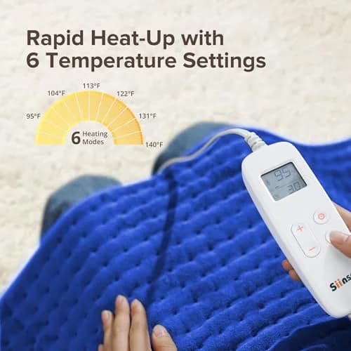 Siinsay 33" x 17" Extra Large Heat Pad for Back Shoulders | 6 Heat Levels, Fast Heating, Soft Micro Plush, Auto Shut-Off thumbnail 8