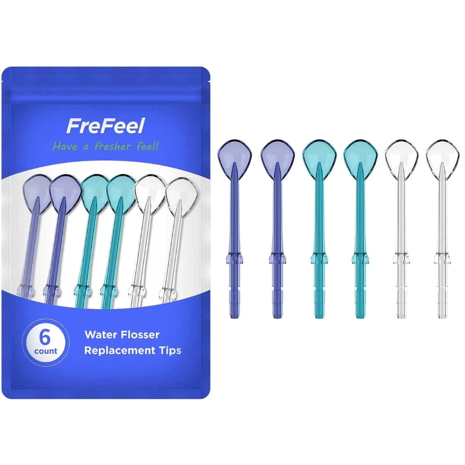 FreFeel Replacement Tongue Cleaner Tips for Waterpik Water Flosser, 6 Count (1.8 cm) | Freshens Breath