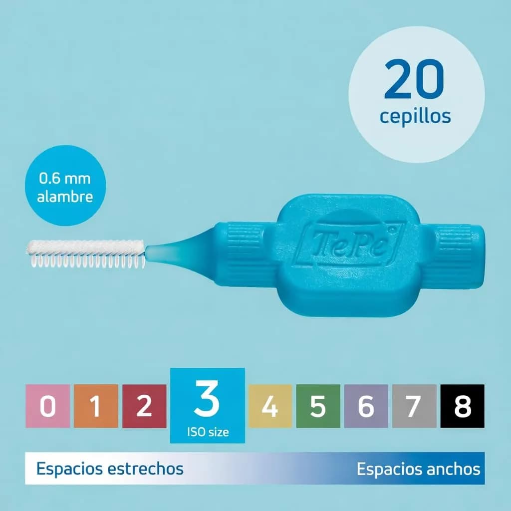 TePe Original Interdental Brushes Size 5-0.8mm | 20 Count (Blue) | Dermatologist Tested Hypoallergenic Toothbrush - view 2