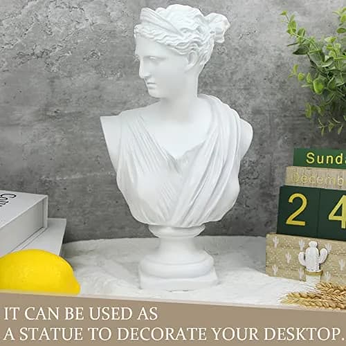 Norrclp Greek Statue of Diana Head Bust 31.75cm (12.5in) | Classic Roman Sculpture for Home Decor thumbnail 5