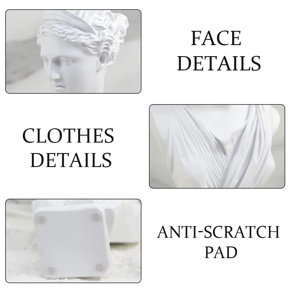 Norrclp Greek Statue of Diana Head Bust 31.75cm (12.5in) | Classic Roman Sculpture for Home Decor - view 8