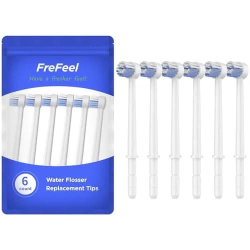 FreFeel Replacement Toothbrush Heads for Waterpik, 6 Count (Pack of 1) | Compatible with Aquarius, Complete Care, Cordless, For Kids, ION, Nano, Ortho Care, Radiance, Traveler, Ultra thumbnail 1