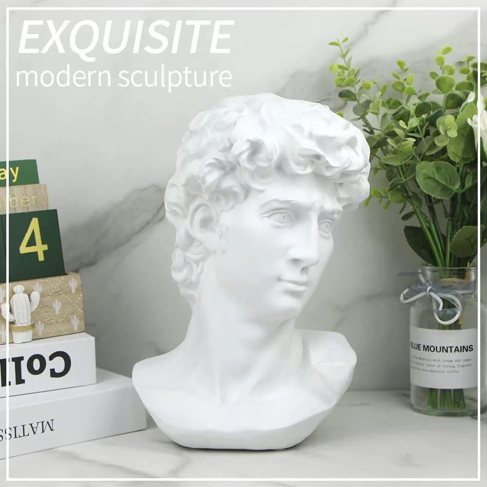 Norrclp 11in Greek Statue of David Bust, Classic Roman Head Sculpture | Resin Art Decoration - view 5