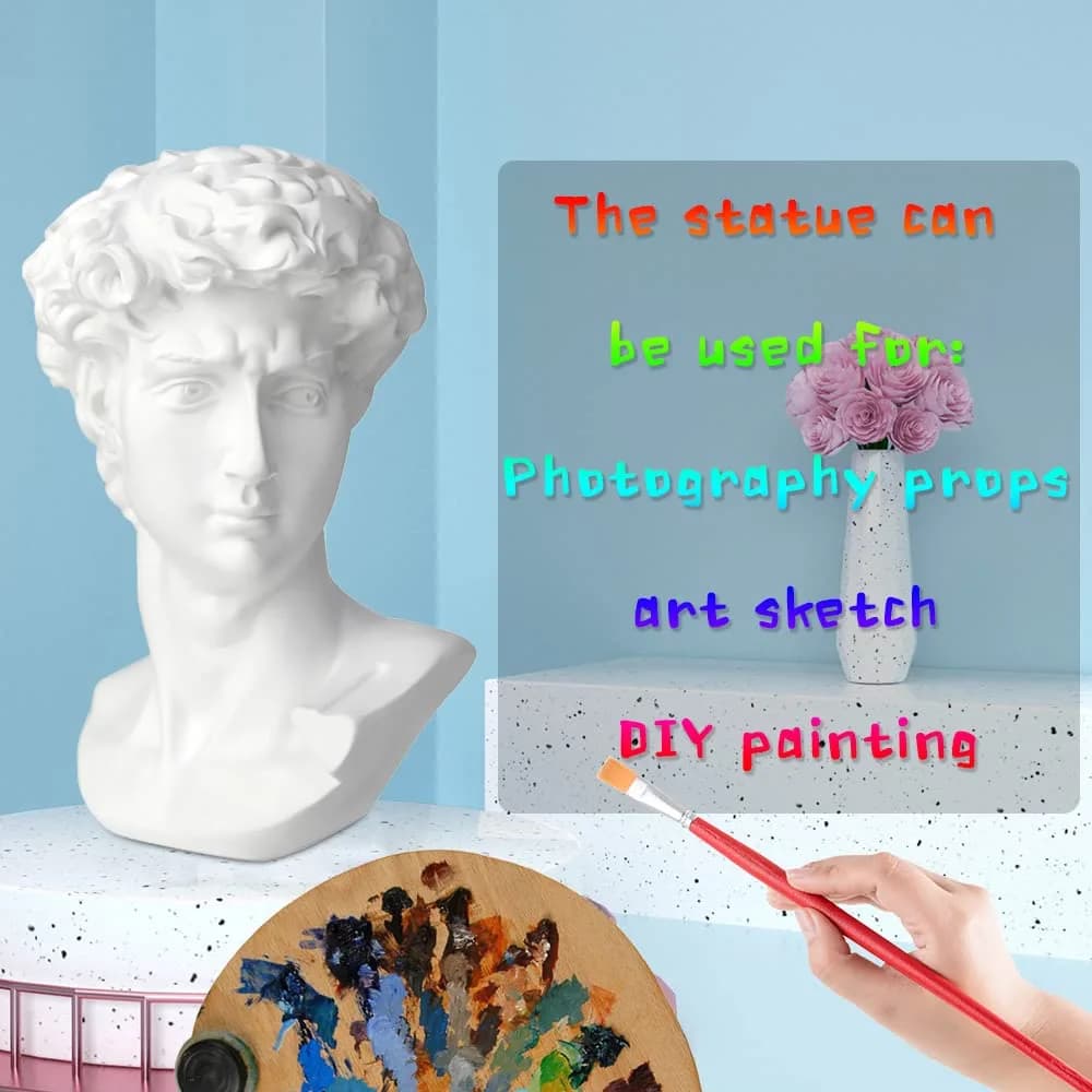 Norrclp 11in Greek Statue of David Bust, Classic Roman Head Sculpture | Resin Art Decoration - view 7