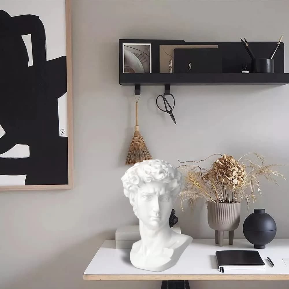 Norrclp 11in Greek Statue of David Bust, Classic Roman Head Sculpture | Resin Art Decoration - view 3