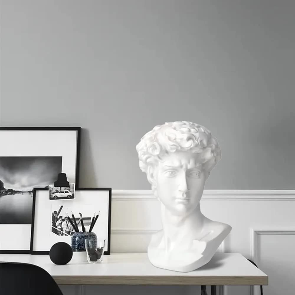Norrclp 11in Greek Statue of David Bust, Classic Roman Head Sculpture | Resin Art Decoration - view 4