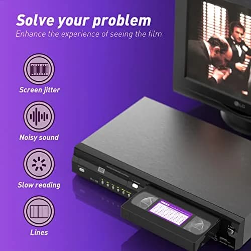 YHDD VCR Head Cleaner Tape for VHS/VCR Players, Dry Type Reusable Video Head Cleaner thumbnail 2