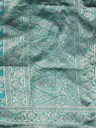 DUPATTA BAZAAR Rama Green Banarasi Silk Dupatta with Floral Weaving 2.29 m (2.5 yd) | Hand-Woven Artisan Craftsmanship thumbnail 6