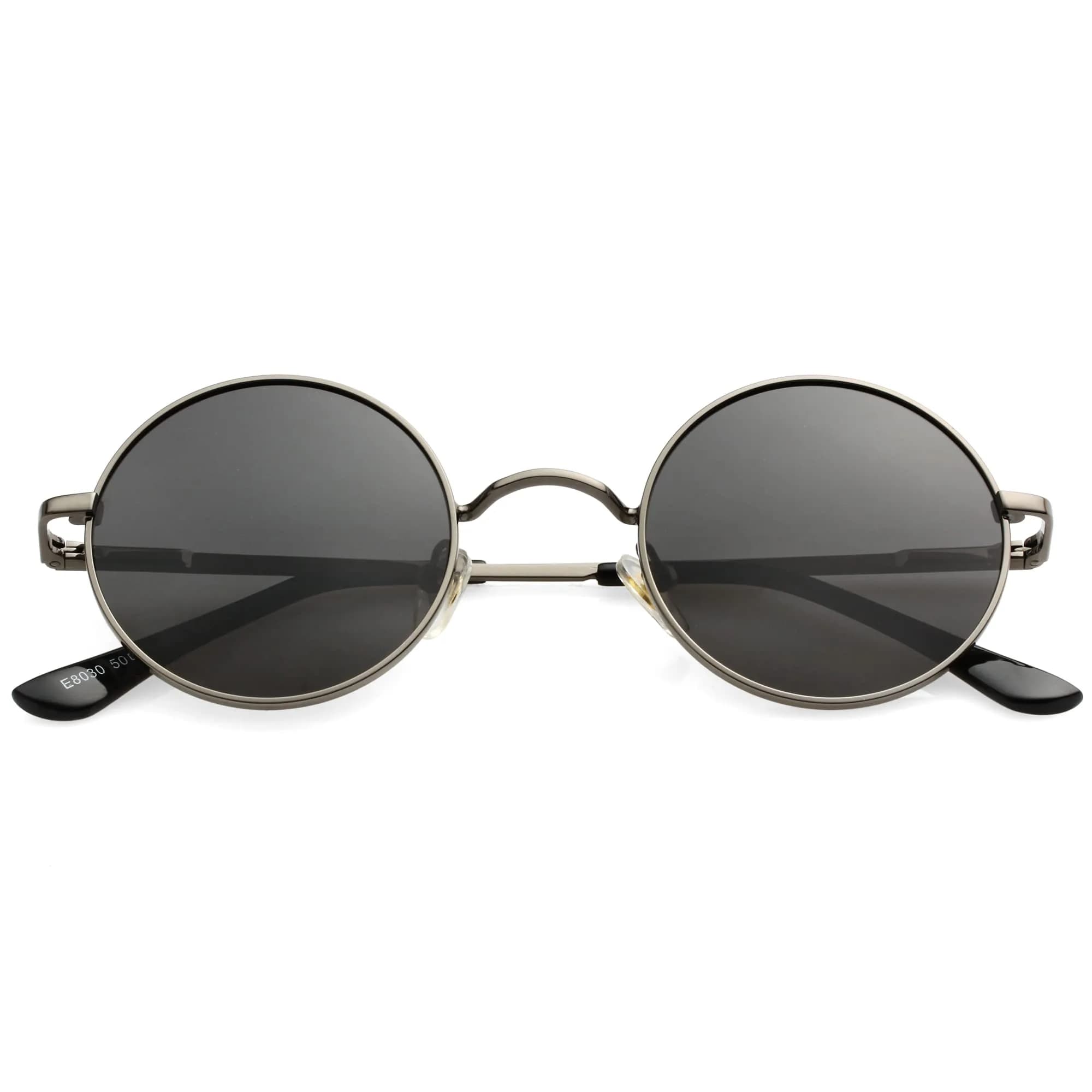 Kursan Small Round Polarized Sunglasses 45MM Black Unisex Retro UV400 — Black/Black