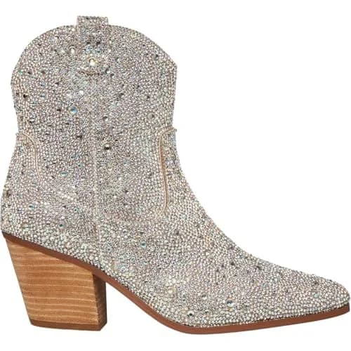 Betsey Johnson Women's Diva Western Boot, Rhinestone, 6 | Rhinestone Embellished Western Ankle Boot thumbnail 2