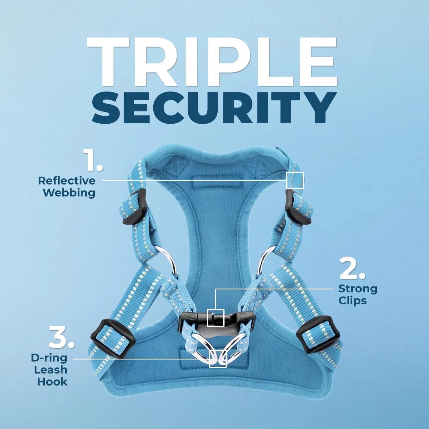 Best Pet Supplies Voyager Step-In Mesh Dog Harness & Leash Set, XL (Baby Blue) | No-Pull, Breathable, Reflective - view 2