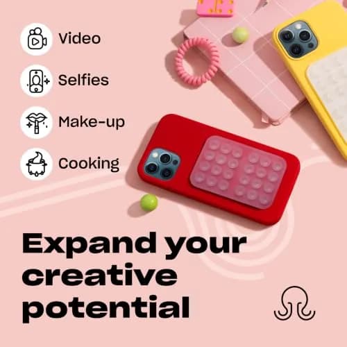 OCTOBUDDY Classic - Silicone Suction Phone Case Adhesive Mount, Transparent | Hands-Free, Waterproof, 24 Suction Cups for Stable Hold thumbnail 5