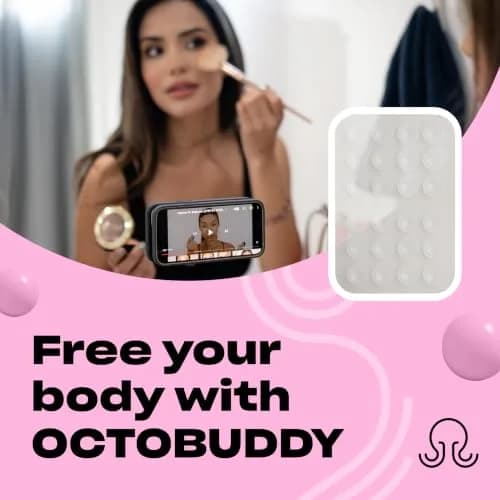 OCTOBUDDY Classic - Silicone Suction Phone Case Adhesive Mount, Transparent | Hands-Free, Waterproof, 24 Suction Cups for Stable Hold thumbnail 3