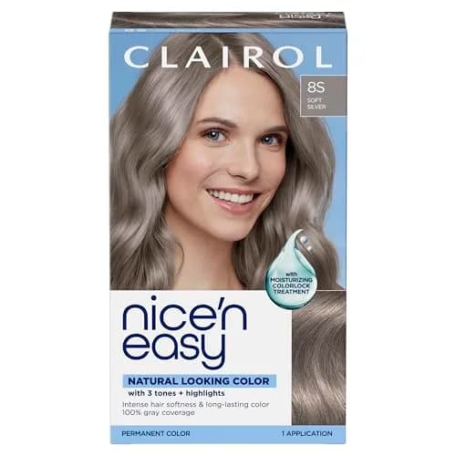 Clairol Nice'n Easy Permanent Hair Dye 8S Soft Silver | 6.26 Fl Oz Single Pack thumbnail 1