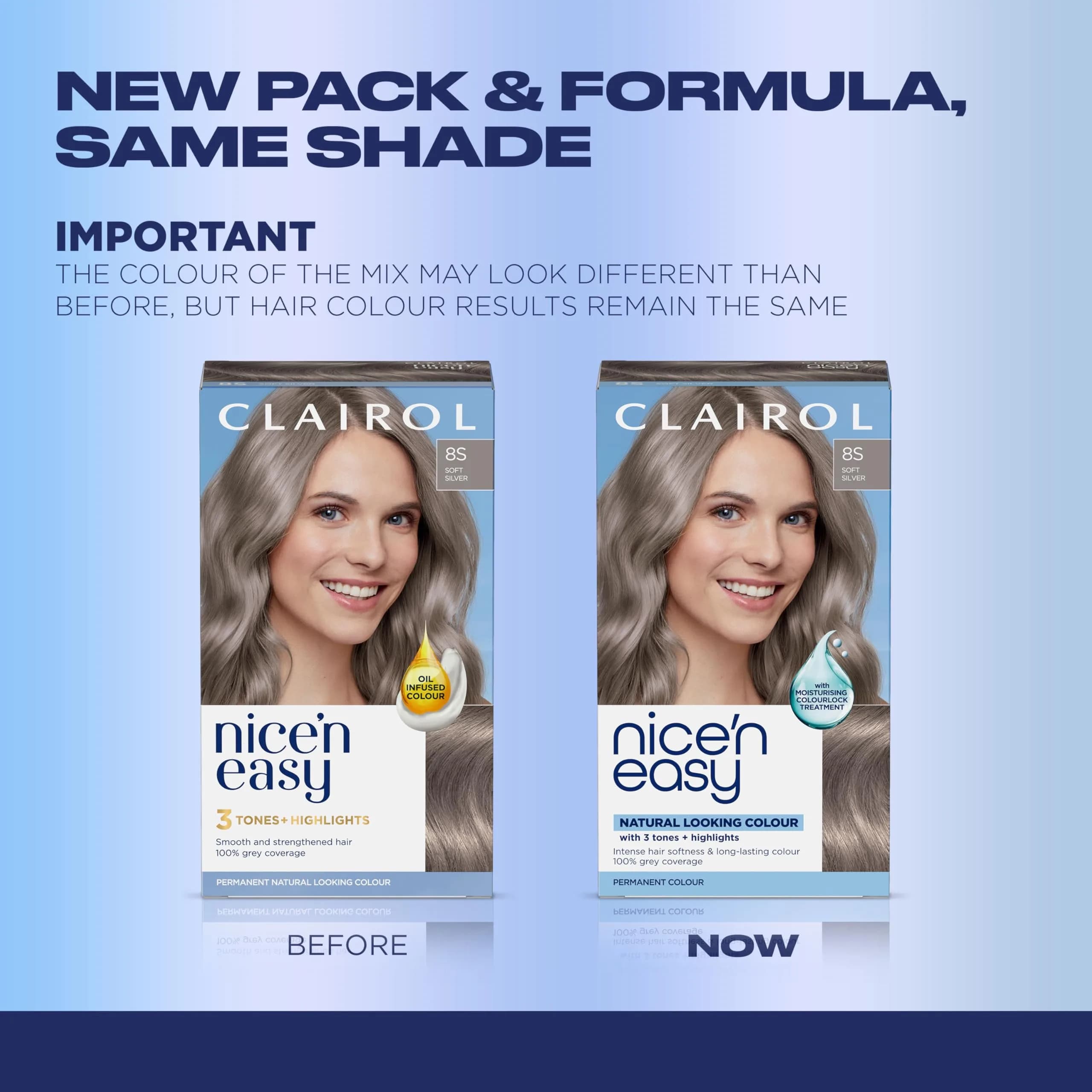 Clairol Nice'n Easy Permanent Hair Dye 8S Soft Silver | 6.26 Fl Oz Single Pack - view 2