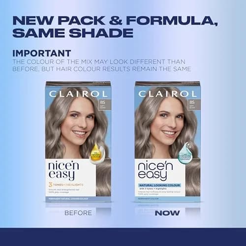 Clairol Nice'n Easy Permanent Hair Dye 8S Soft Silver | 6.26 Fl Oz Single Pack thumbnail 2