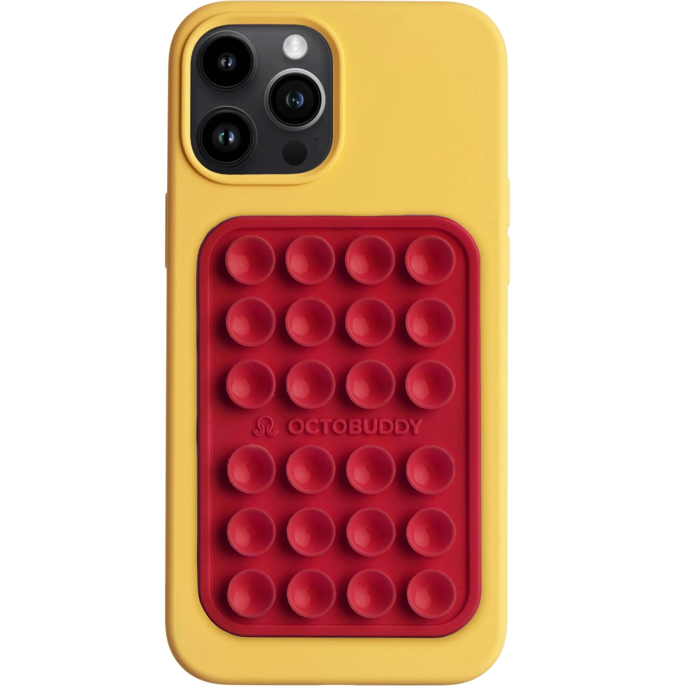 OCTOBUDDY Classic Red Silicone Suction Phone Mount 2.25″ x 3.25″ | 24 Suction Cups for Hands-Free Content Creation