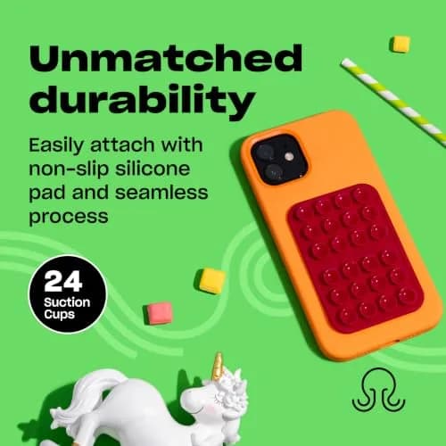 OCTOBUDDY Classic Red Silicone Suction Phone Mount 2.25″ x 3.25″ | 24 Suction Cups for Hands-Free Content Creation thumbnail 4