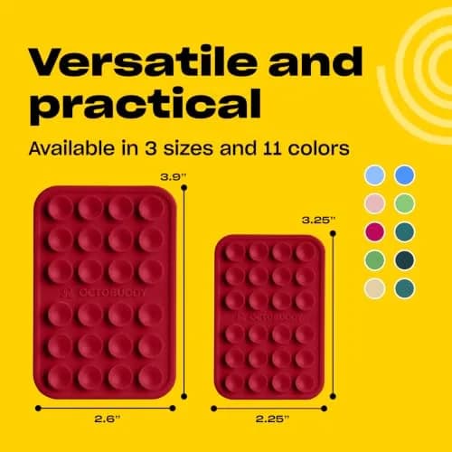 OCTOBUDDY Classic Red Silicone Suction Phone Mount 2.25″ x 3.25″ | 24 Suction Cups for Hands-Free Content Creation thumbnail 6