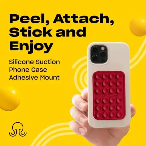 OCTOBUDDY Classic Red Silicone Suction Phone Mount 2.25″ x 3.25″ | 24 Suction Cups for Hands-Free Content Creation thumbnail 2