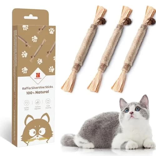 Potaroma Natural Silvervine Sticks Cat Toys 3 Pack | Catnip Blend Chew Toys for Dental Care thumbnail 1