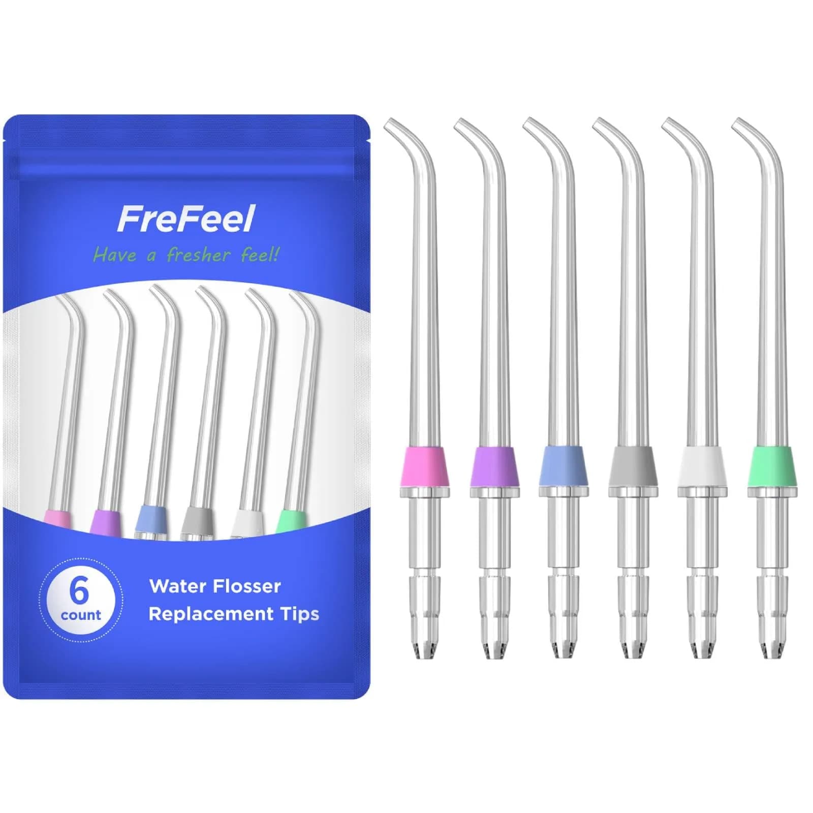 FreFeel Replacement Water Flosser Tips for Waterpik - 6 Classic Jet Tips | Compatible with Most Waterpik Models