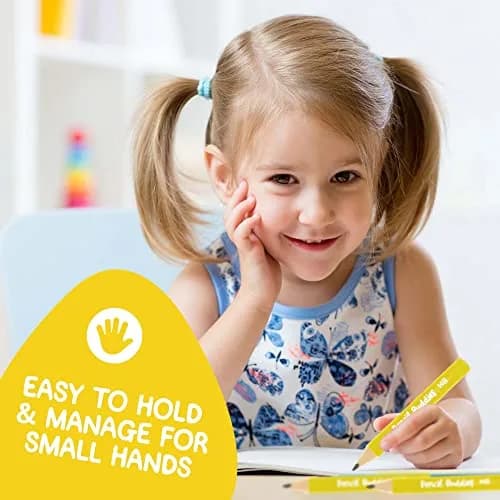 Pencil Buddies Short Jumbo Kids Pencils 3.5 inch (8.9 cm) | Triangle Grip, HB Lead, 14-Piece Set with Sharpener thumbnail 5