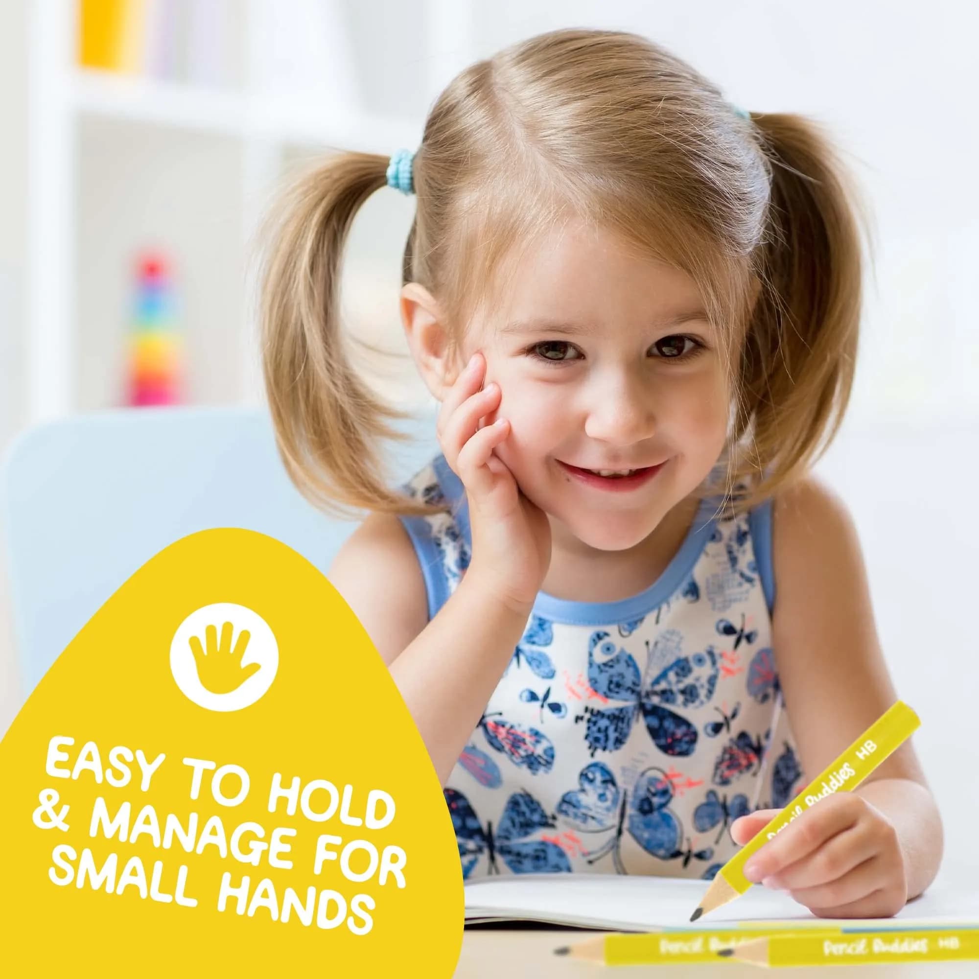 Pencil Buddies Short Jumbo Kids Pencils 3.5 inch (8.9 cm) | Triangle Grip, HB Lead, 14-Piece Set with Sharpener - view 5