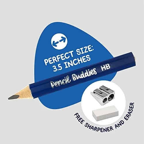 Pencil Buddies Short Jumbo Kids Pencils 3.5 inch (8.9 cm) | Triangle Grip, HB Lead, 14-Piece Set with Sharpener thumbnail 3
