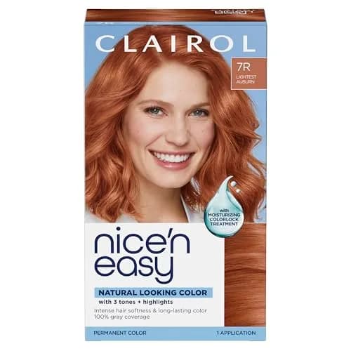 Clairol Nice'n Easy Permanent Hair Dye 7R Lightest Auburn 185ml (6.26 Fl Oz) | 100% Gray Coverage thumbnail 1