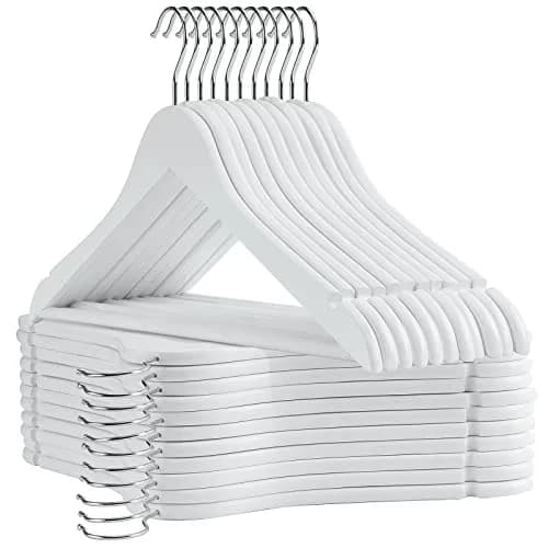 Uinicor White Wooden Hangers 30 Pack Slim Coat Hangers for Closet with Smooth Finish, Shirt, Suit, Dress, Heavy Duty Clothes Hanger thumbnail 1