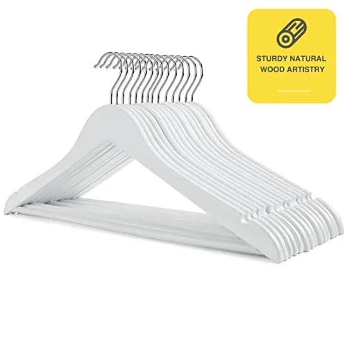 Uinicor White Wooden Hangers 30 Pack Slim Coat Hangers for Closet with Smooth Finish, Shirt, Suit, Dress, Heavy Duty Clothes Hanger thumbnail 6