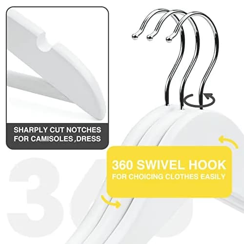 Uinicor White Wooden Hangers 30 Pack Slim Coat Hangers for Closet with Smooth Finish, Shirt, Suit, Dress, Heavy Duty Clothes Hanger thumbnail 2