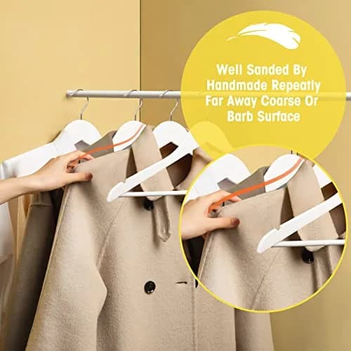 Uinicor White Wooden Hangers 30 Pack Slim Coat Hangers for Closet with Smooth Finish, Shirt, Suit, Dress, Heavy Duty Clothes Hanger thumbnail 3